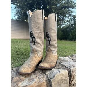 💎Vintage CHARLIE DUNN Custom Cowboy Boots⭐️Exotic Inlay💎RDT Mens⭐️RARE!!!💎